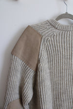 Niffi Tan Wool & Suede Chunky Sweater | XL