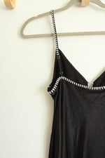 NEW Rumored Black Satin Maxi Beaded Keyhole Cutout Slip Dress | M