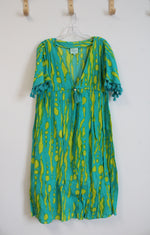 True Destinations Teal & Yellow Midi Dress | XS