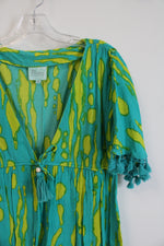 True Destinations Teal & Yellow Midi Dress | XS