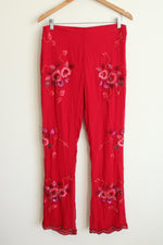 Emma Black Red Silk Beaded Vintage Pants | 8