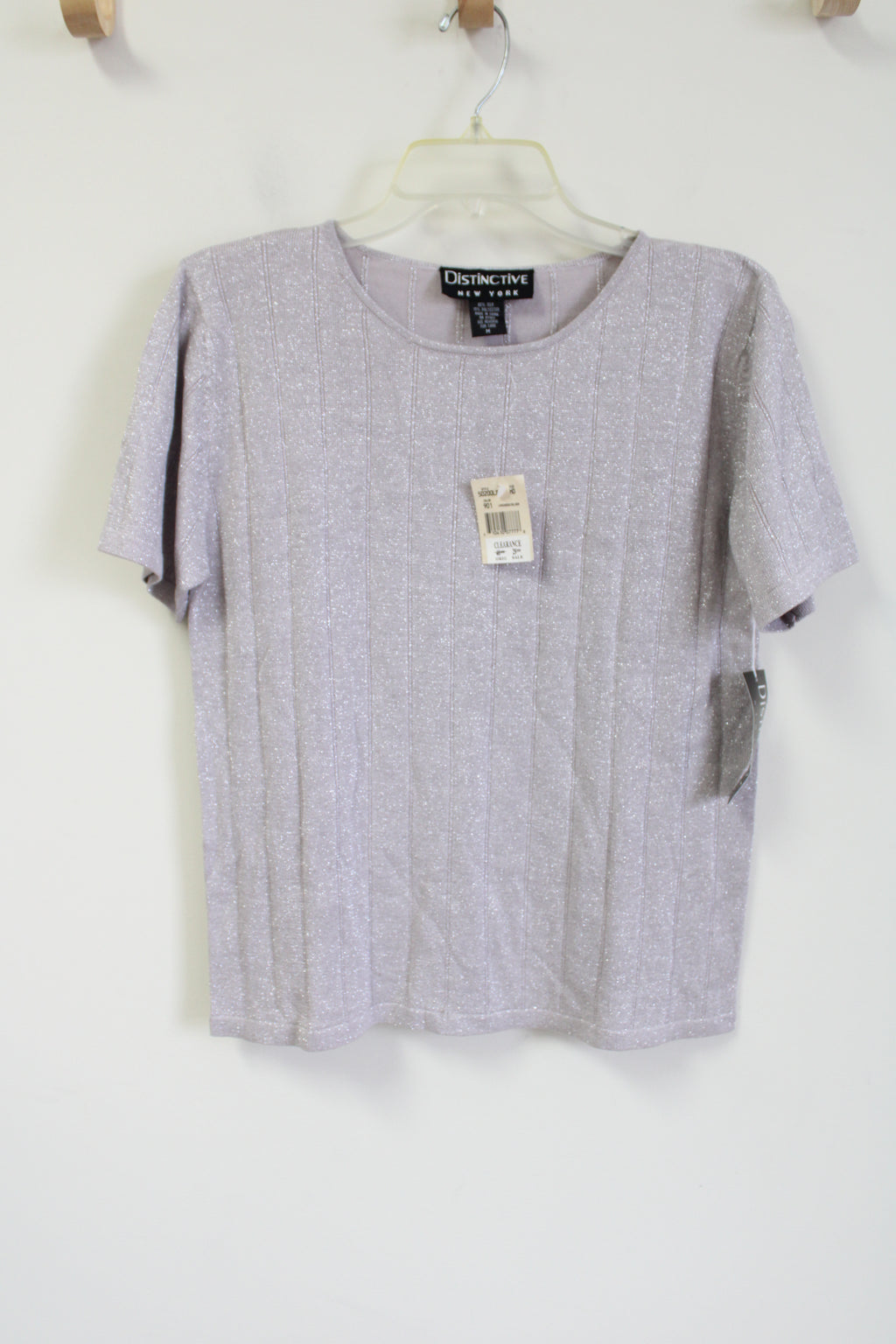 NEW Distinctive New York Pale Purple Shimmer Knit Silk Top | M