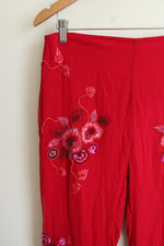 Emma Black Red Silk Beaded Vintage Pants | 8