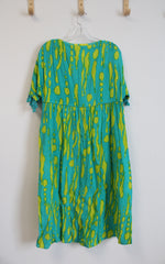 True Destinations Teal & Yellow Midi Dress | XS
