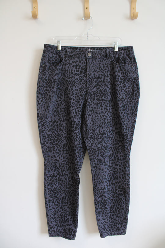 Style & Co. Gray Leopard Print Curvy Skinny Leg Jeans | 16