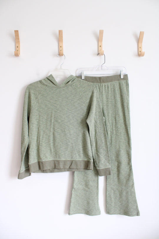 Cat & Jack Ribbed Green Hoodie & Pants Set | Youth XL (14)