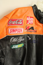 Wilson's Genuine Leather Lining Orange and Black Motorcycle Jacket with Company Logos | XL