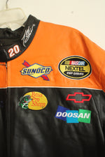 Wilson's Genuine Leather Lining Orange and Black Motorcycle Jacket with Company Logos | XL