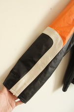 Wilson's Genuine Leather Lining Orange and Black Motorcycle Jacket with Company Logos | XL