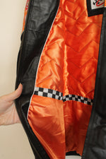 Wilson's Genuine Leather Lining Orange and Black Motorcycle Jacket with Company Logos | XL