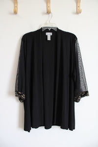 Catherines Black Sheer Sleeved Cardigan | 26W