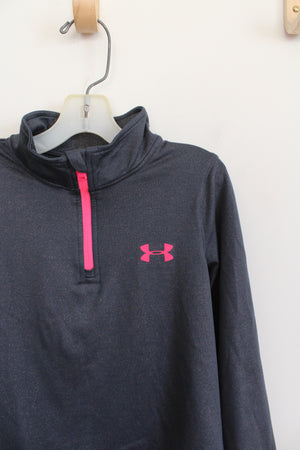 Under Armour Gray & Pink Shimmer Quarter Zip Jacket | Youth 4