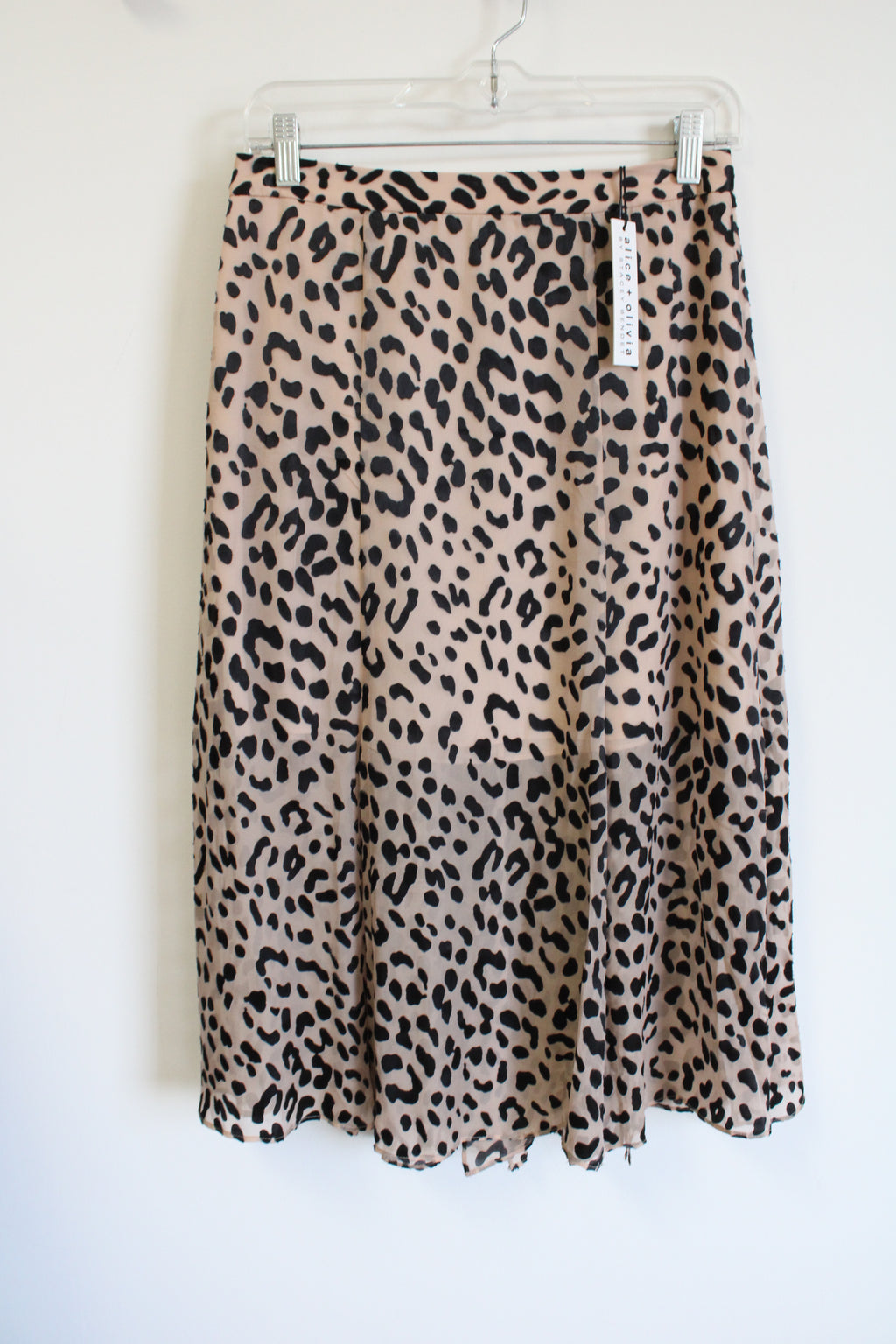 NEW Alice & Olivia Tan Leopard Silk Blend Skirt | 6