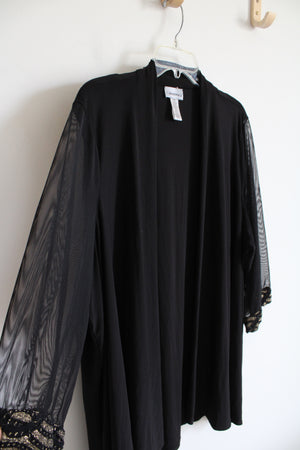 Catherines Black Sheer Sleeved Cardigan | 26W