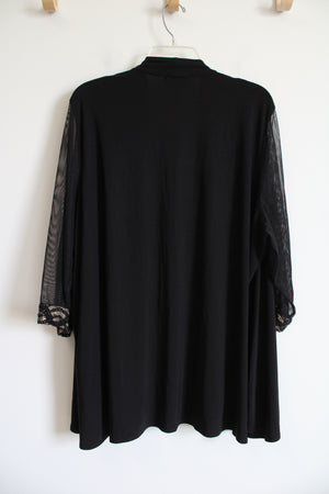 Catherines Black Sheer Sleeved Cardigan | 26W