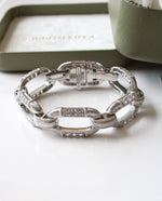 Judith Ripka Sterling Silver CZ Chain Chunky Bracelet