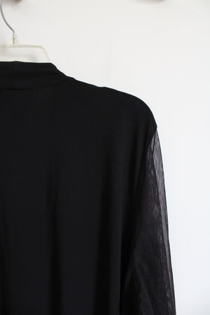 Catherines Black Sheer Sleeved Cardigan | 26W
