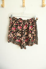 American Eagle Black Pink Floral Shorts | S