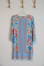 Ruby Rd. Teal & Peach Patterned Dress | S Petite