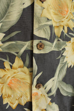 Tommy Bahama Gray and Yellow Floral Print Button-Down Shirt | M