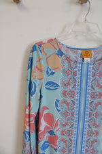 Ruby Rd. Teal & Peach Patterned Dress | S Petite