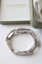 Judith Ripka Sterling Silver CZ Chain Chunky Bracelet