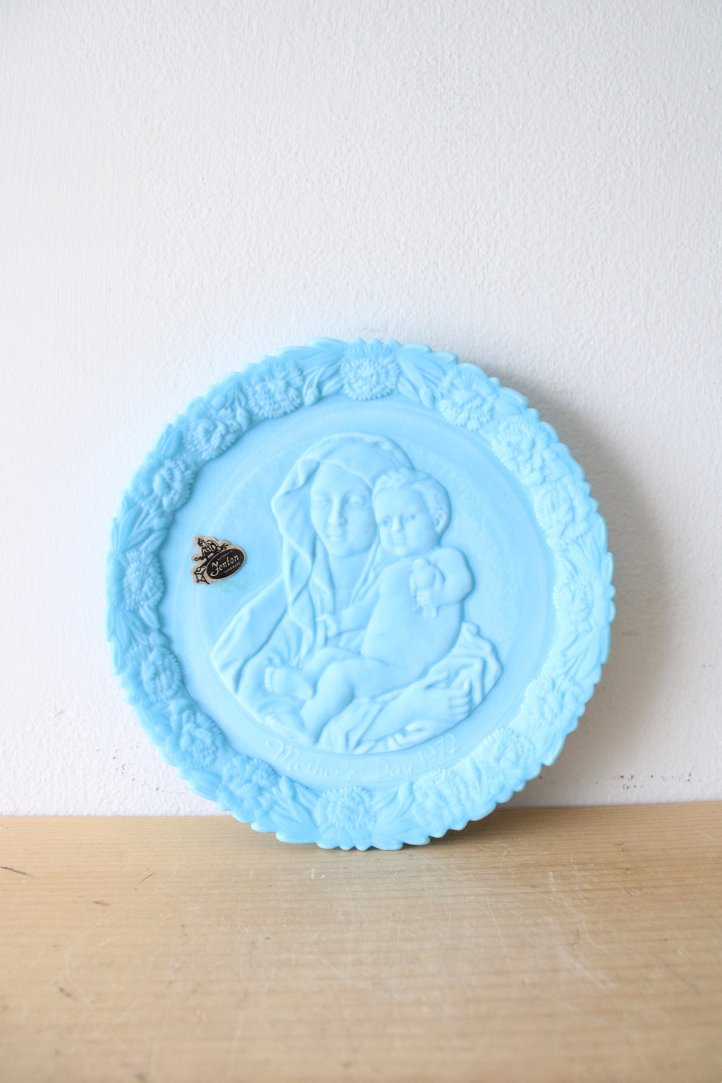 Vintage Fenton 1972 Blue Satin Mother's Day Decorative Plate