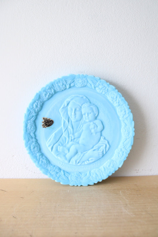 Vintage Fenton 1972 Blue Satin Mother's Day Decorative Plate