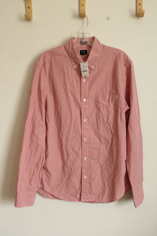 NEW J. Crew Red and White Plaid Button Down Long Sleeve Shirt | M
