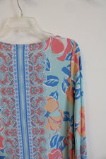 Ruby Rd. Teal & Peach Patterned Dress | S Petite