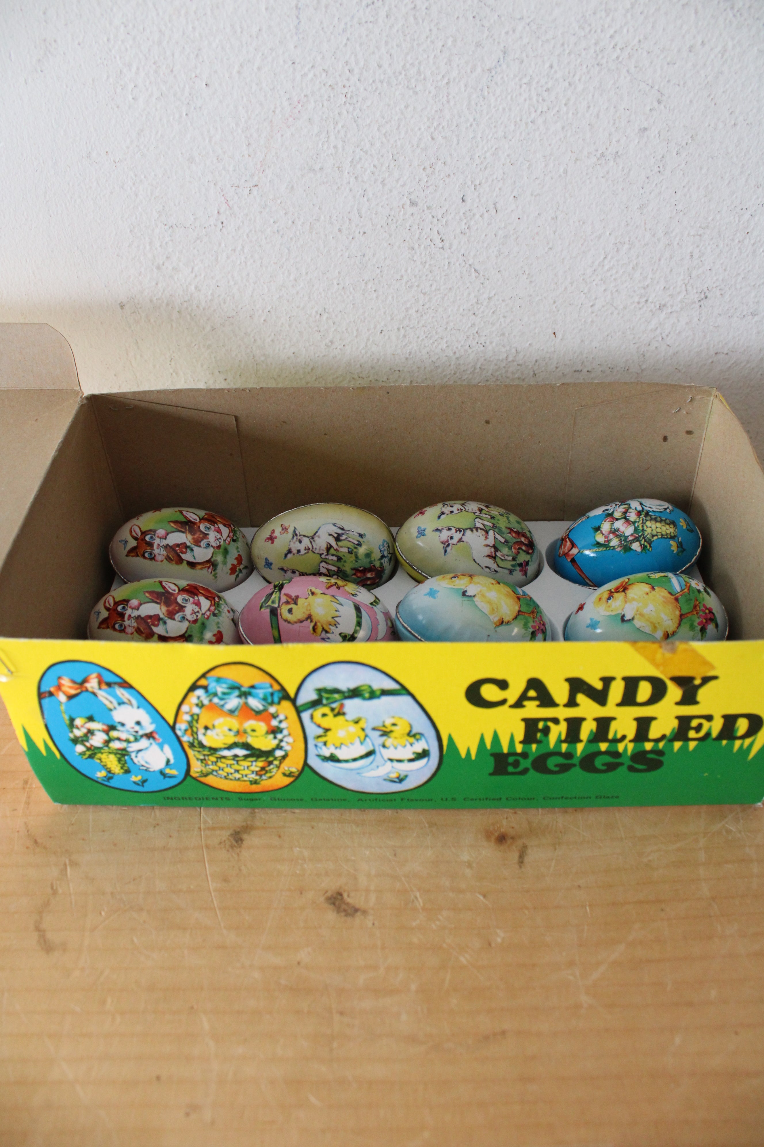 Vintage Decorative Tin Candy Filled Eggs