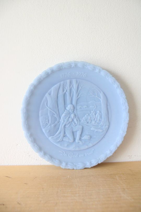 Fenton Blue Bicentennial "In God We Trust" Decorative Plate