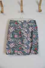 NEW LOFT Dusty Blue Floral Pencil Skirt | 0 Petite