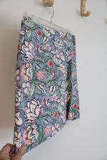NEW LOFT Dusty Blue Floral Pencil Skirt | 0 Petite