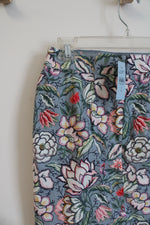 NEW LOFT Dusty Blue Floral Pencil Skirt | 0 Petite