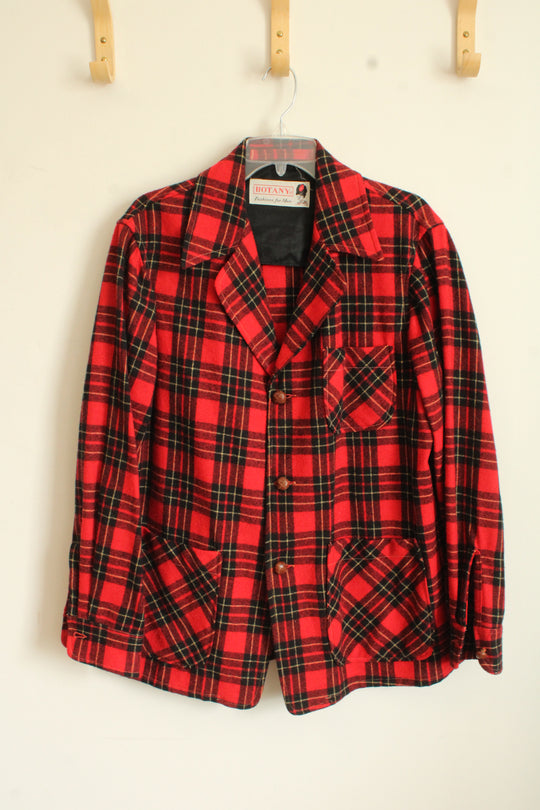 Botany For Men Red and Black Plaid Vintage Style Blazer