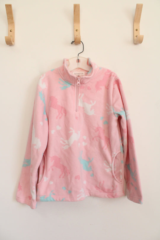 Btween Pink Unicorn Fleece Quarter Zip Jacket | Youth 8