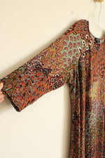 MSK Women Brown Orange and Blue Printed Stretch Dress with Gold Grommets | 3XL