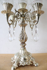 Vintage 5 Arm Candelabra & Clear Glass Shades