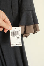 NEW Rabbit Rabbit Rabbit Gray and Tan Ruffle Dress | 10P