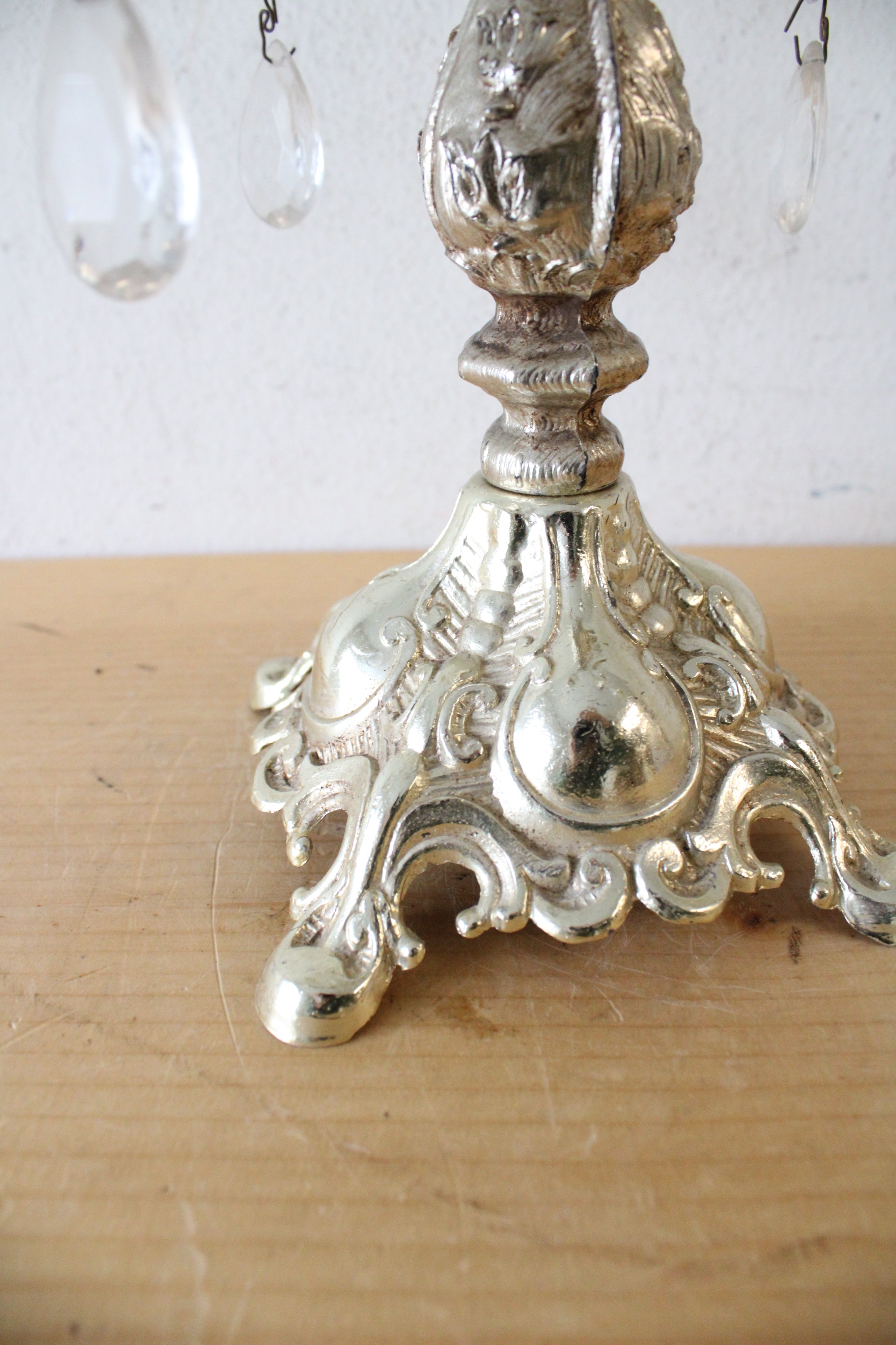 Vintage 5 Arm Candelabra & Clear Glass Shades