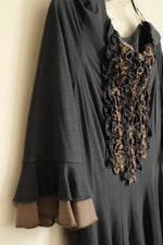 NEW Rabbit Rabbit Rabbit Gray and Tan Ruffle Dress | 10P