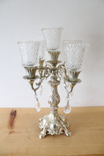 Vintage 5 Arm Candelabra & Clear Glass Shades