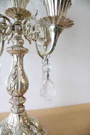 Vintage 5 Arm Candelabra & Clear Glass Shades