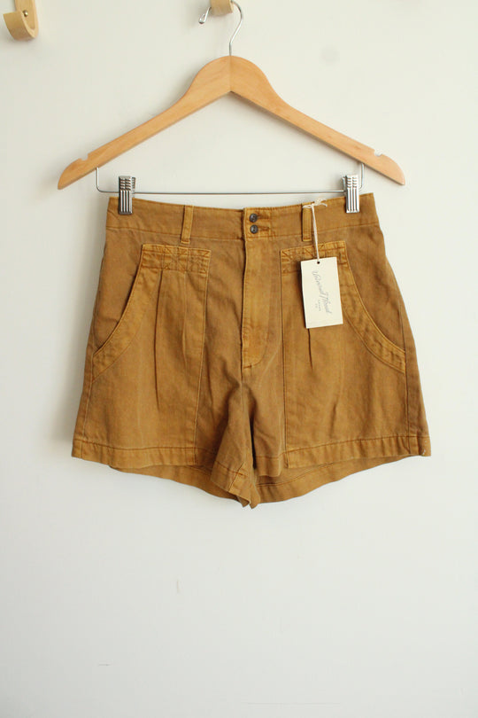 Universal Threads Mustard Yellow Cotton High Waisted Shorts | 2