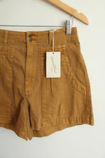Universal Threads Mustard Yellow Cotton High Waisted Shorts | 2