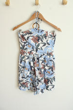 Old Navy Linen Blend Tropical Print Halter Neck Romper | S