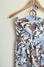 Old Navy Linen Blend Tropical Print Halter Neck Romper | S