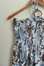 Old Navy Linen Blend Tropical Print Halter Neck Romper | S