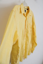 Indigo Palms Yellow Linen Button Down Shirt | L